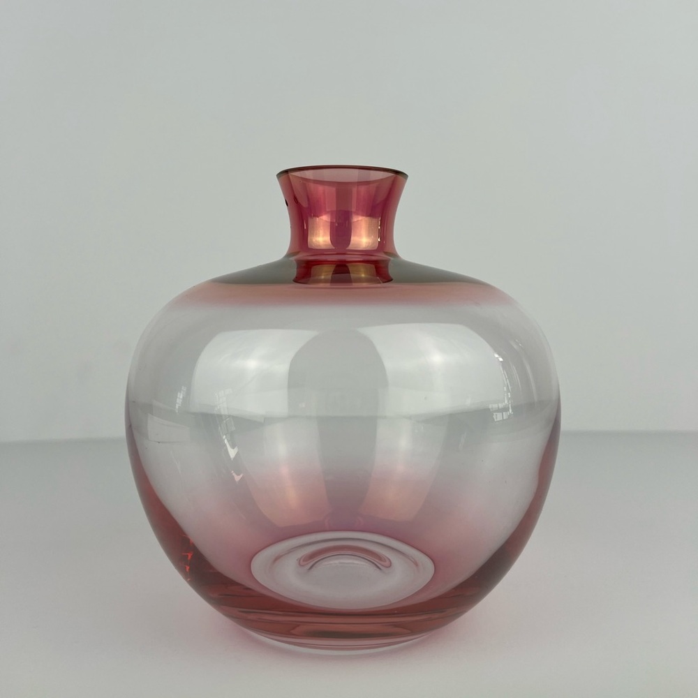 Iridescent Pink Murano style glass Vase
